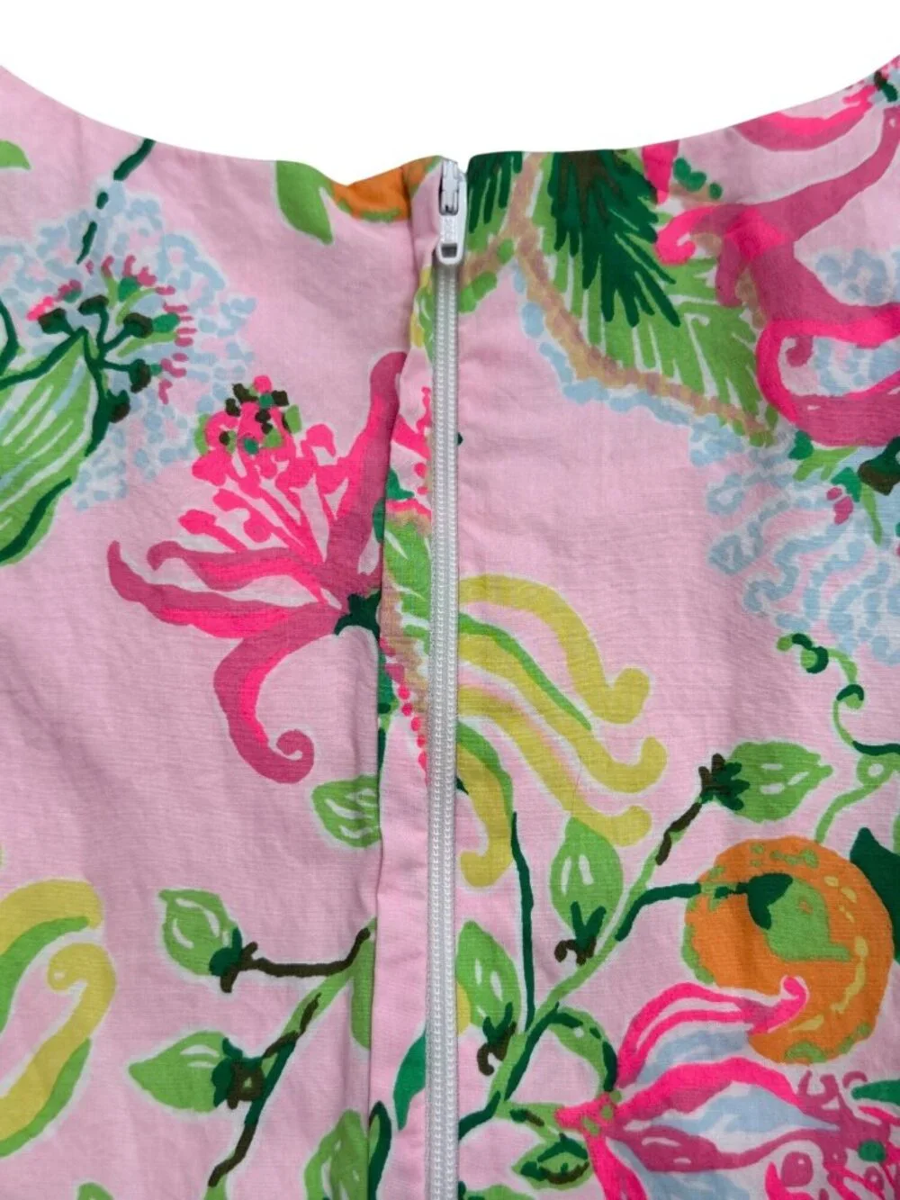 Lilly Pulitzer Girl Size 10 Dress Floral Pink Green Ruffle Cotton Short-Sleeve